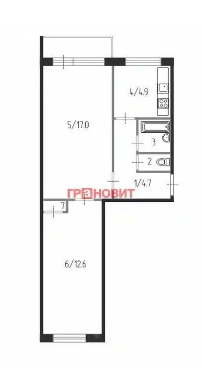 2-к кв. Новосибирская область, Новосибирск ул. Кошурникова, 49 (44.1 ... - Фото 1