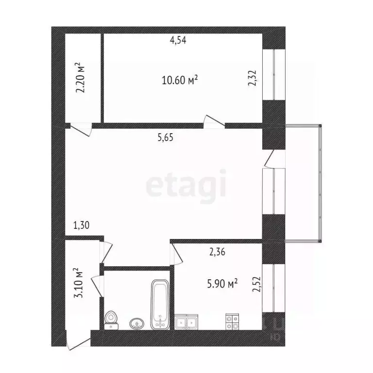 2-к кв. Тульская область, Новомосковск ул. Маяковского, 8А (45.0 м) - Фото 1