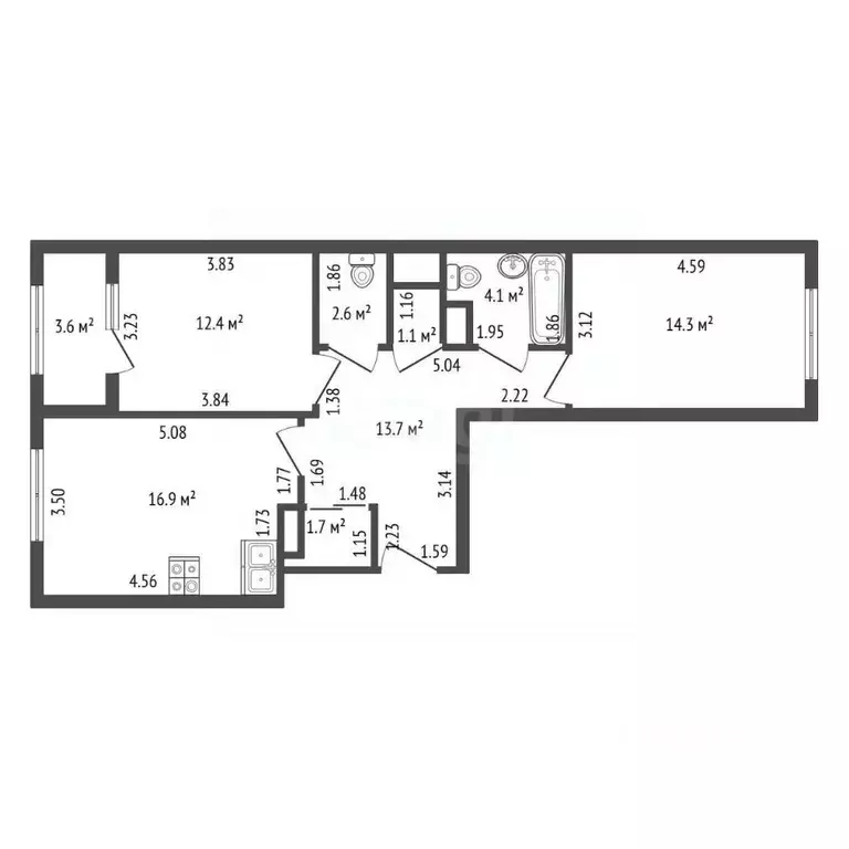 2-к кв. Санкт-Петербург ул. Парфеновская, 9к1 (69.0 м) - Фото 0