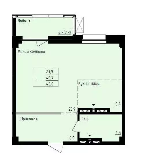 Квартира-студия: Владивосток, улица Полковника Фесюна (43 м) - Фото 1