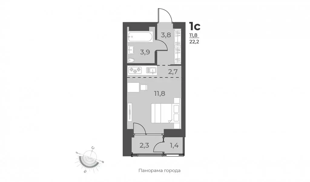 Квартира-студия: Новосибирск, улица Аэропорт, 60 (22.2 м) - Фото 0