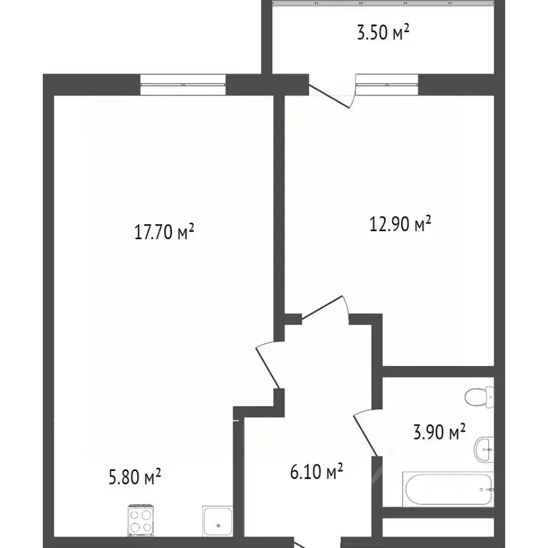 2-к кв. Бурятия, Улан-Удэ ул. Смолина, 67к2 (45.0 м) - Фото 1