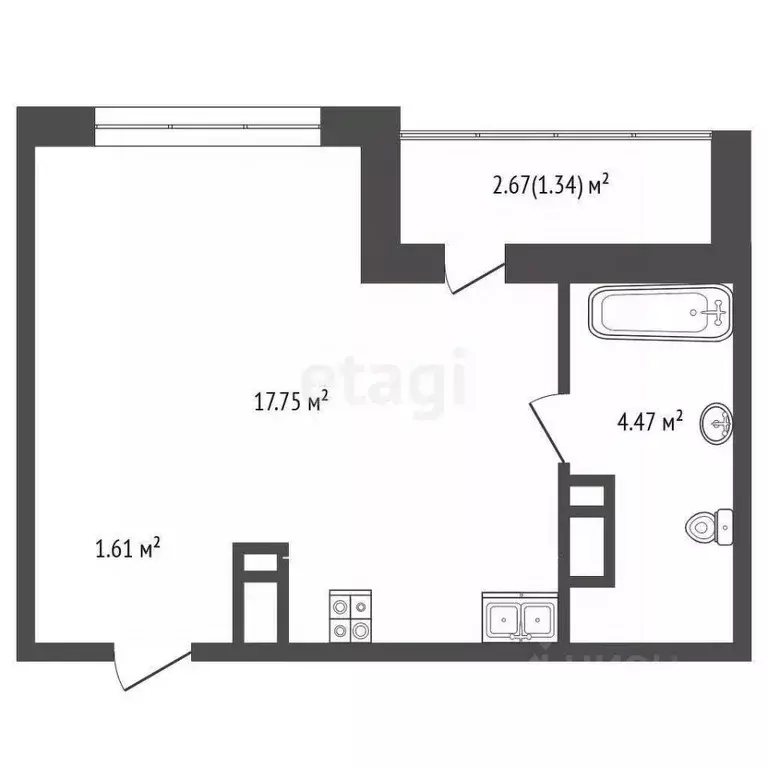 Студия Тюменская область, Тюменский район, д. Патрушева ул. Петра ... - Фото 1