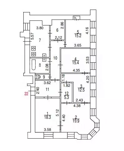 Комната Москва Малый Николопесковский пер., 11/2С1 (32.4 м) - Фото 1