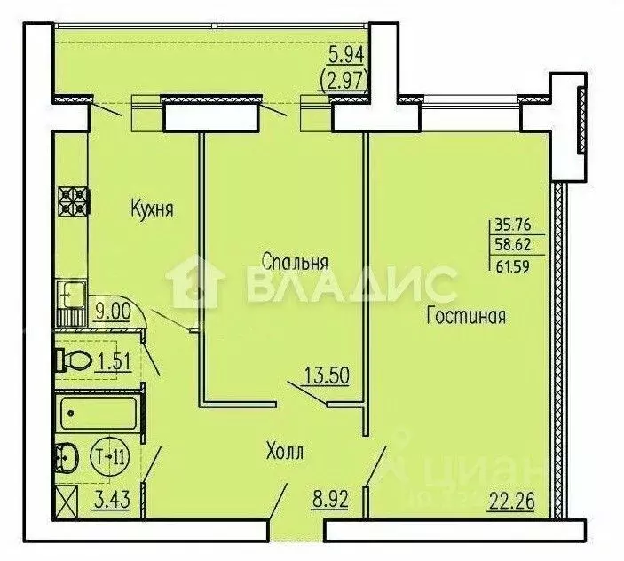 2-к кв. Пензенская область, Пенза ул. Мира, 67 (59.0 м) - Фото 1