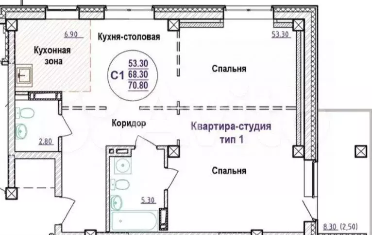 3-к. квартира, 71,1 м, 10/18 эт. - Фото 0