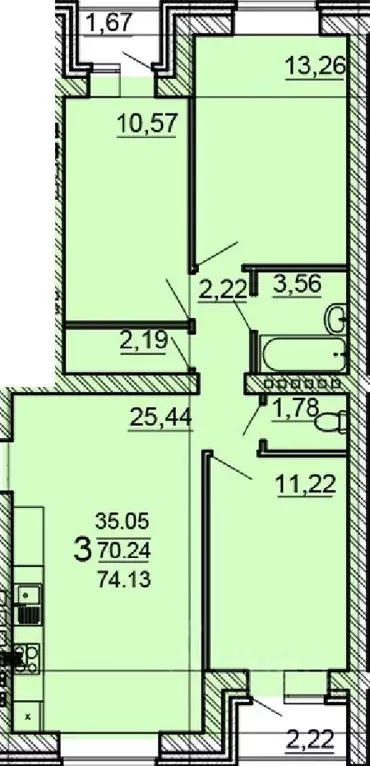 3-к кв. Воронежская область, с. Новая Усмань ул. 70 лет Победы, 13 ... - Фото 1