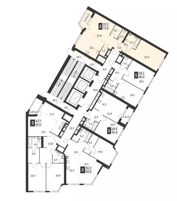 2-к кв. Москва ул. Академика Волгина, 2 (72.0 м) - Фото 1