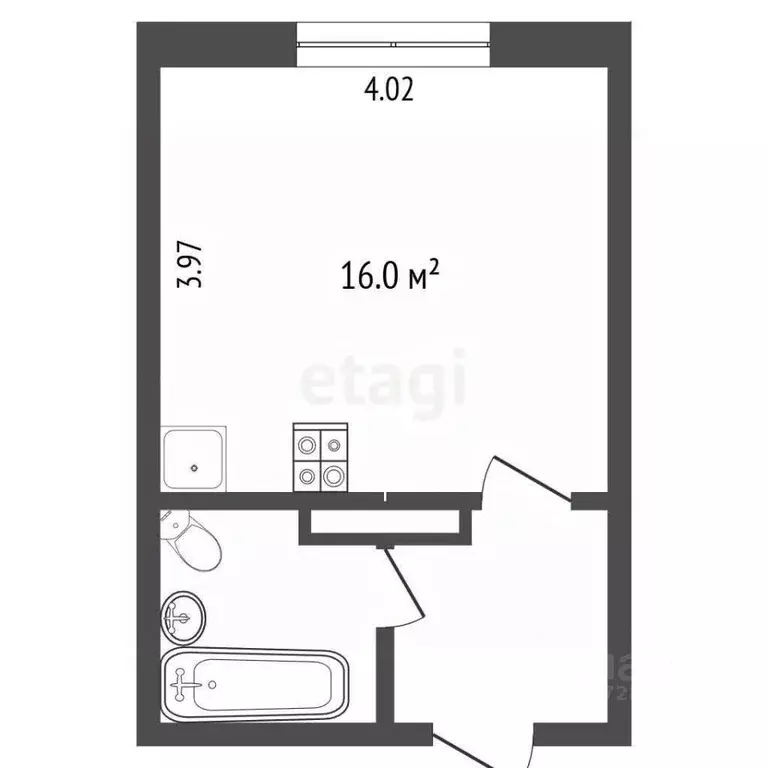 Студия Калужская область, Калуга Хрустальная ул., 44к3 (24.0 м) - Фото 1