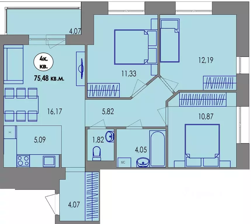 4-к кв. Карелия, Петрозаводск Перевалка-2 тер., Университетский ... - Фото 0