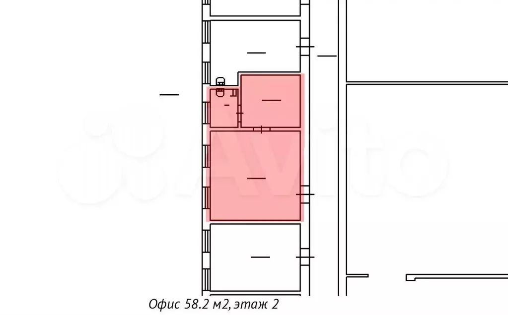 Офис 58.2 кв. м, 2 этаж, есть хвс - Фото 0