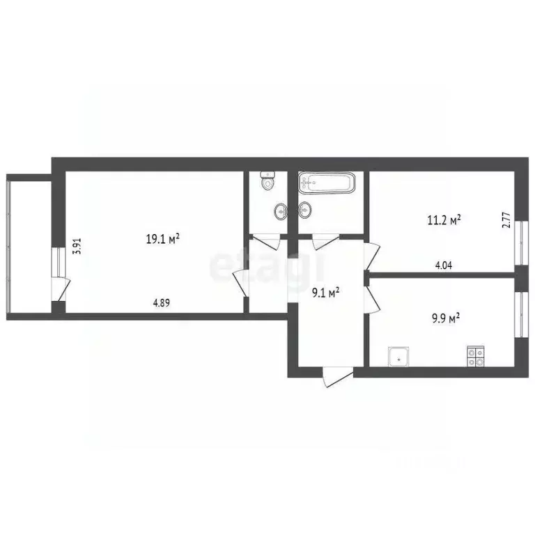2-к кв. Ярославская область, Ярославль ул. Калинина, 32 (54.2 м) - Фото 1