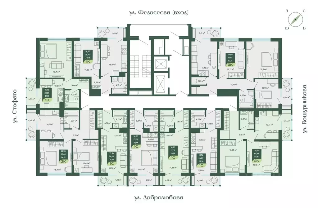 3-к кв. Новосибирская область, Новосибирск  (80.21 м) - Фото 1