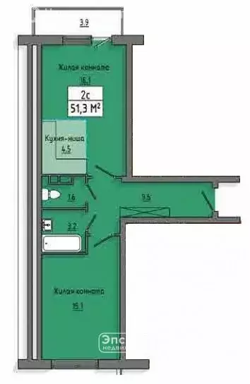 1-комнатная квартира: Курск, улица Энгельса, 158к1 (51 м) - Фото 1