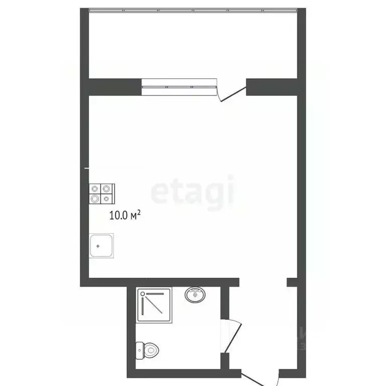 Студия Тюменская область, Тюмень Харьковская ул., 69а (16.6 м) - Фото 2