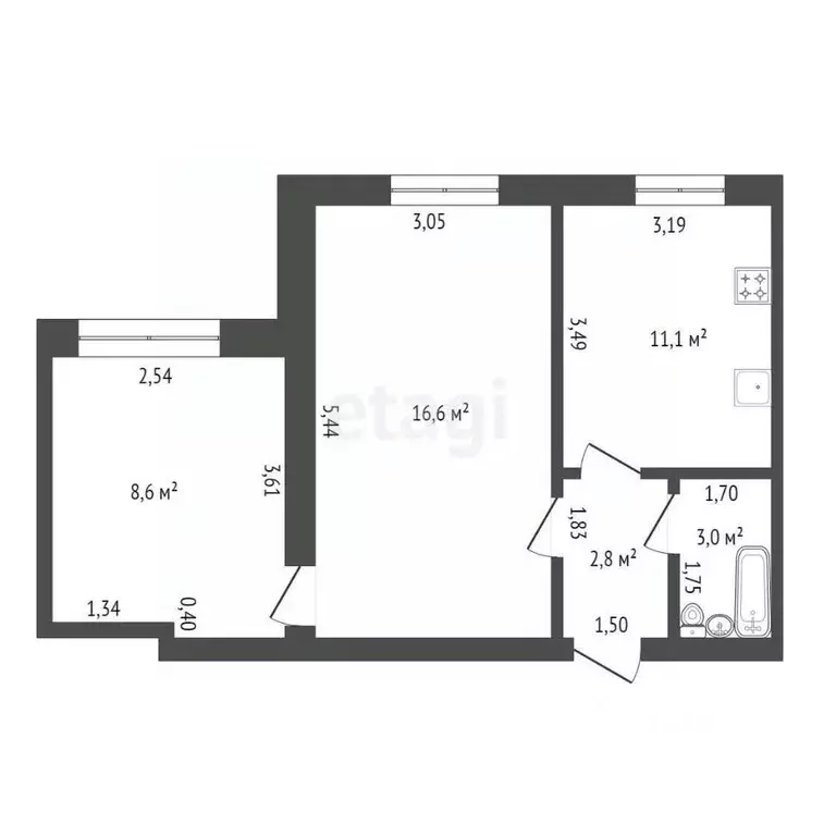2-к кв. Башкортостан, Уфа ул. Красина, 13 (42.1 м) - Фото 2