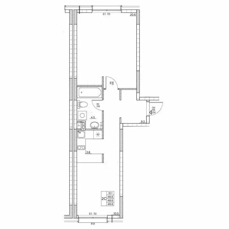 2-комнатная квартира: Владивосток, улица Расула Гамзатова, 7к3 (48.6 ... - Фото 0
