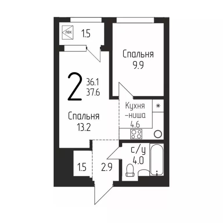 Продаётся 2-к квартира, 37.6 м - Фото 0