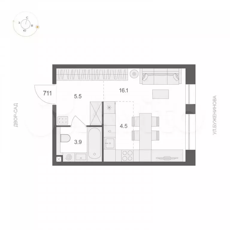 Квартира-студия, 30 м, 7/12 эт. - Фото 0