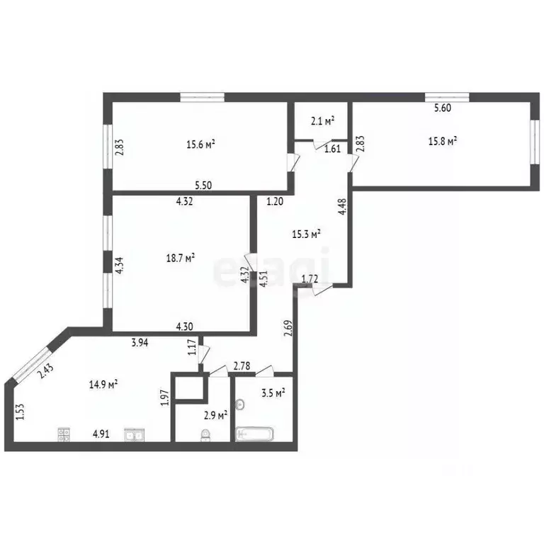 3-к кв. Санкт-Петербург ул. Латышских Стрелков, 17к1 (88.8 м) - Фото 2