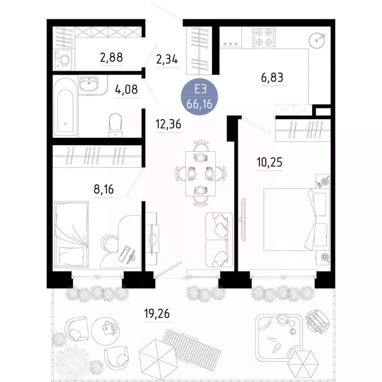 2-к кв. Рязанская область, Рязань 9-10-й кв-л,  (66.16 м) - Фото 1