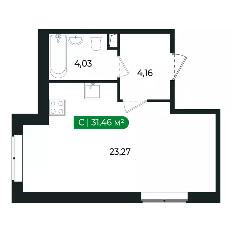 Квартира-студия: Сертолово, Центральная улица, 11 (31.4 м) - Фото 2