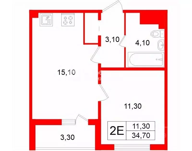 1-к кв. Санкт-Петербург ул. Пейзажная, 16к1 (34.7 м) - Фото 2