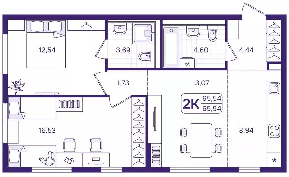 2-к кв. Приморский край, Владивосток ул. Борисенко (65.54 м) - Фото 0