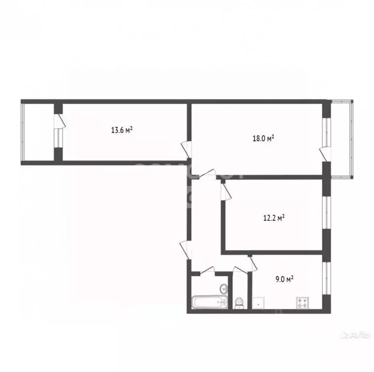 3-к кв. Омская область, Омск просп. Мира, 106А (62.0 м) - Фото 1