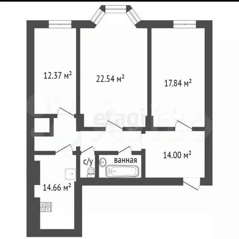 3-к кв. Ульяновская область, Ульяновск ул. Карла Маркса, 28/73 (84.7 ... - Фото 2