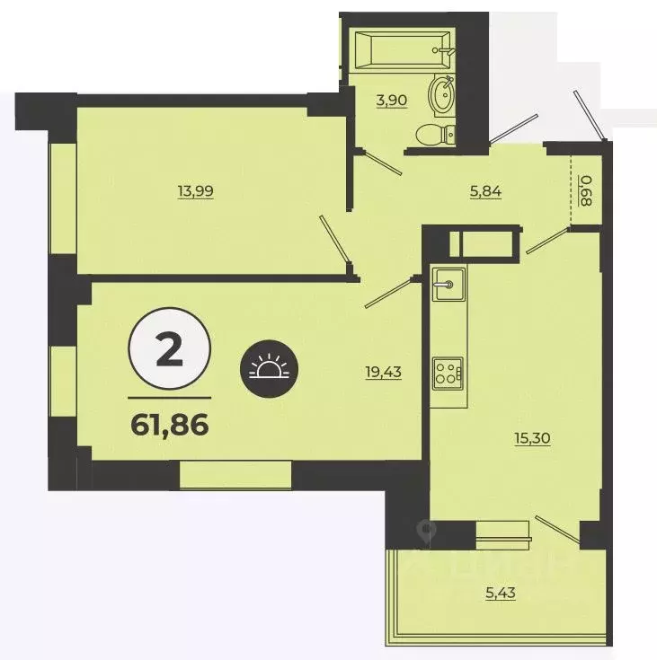 2-к кв. Ростовская область, Ростов-на-Дону Левенцовский мкр, ... - Фото 1