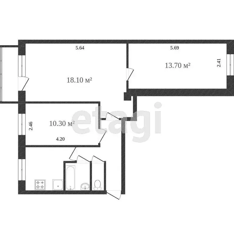3-комнатная квартира: Калуга, Московская улица, 197 (57.7 м) - Фото 1
