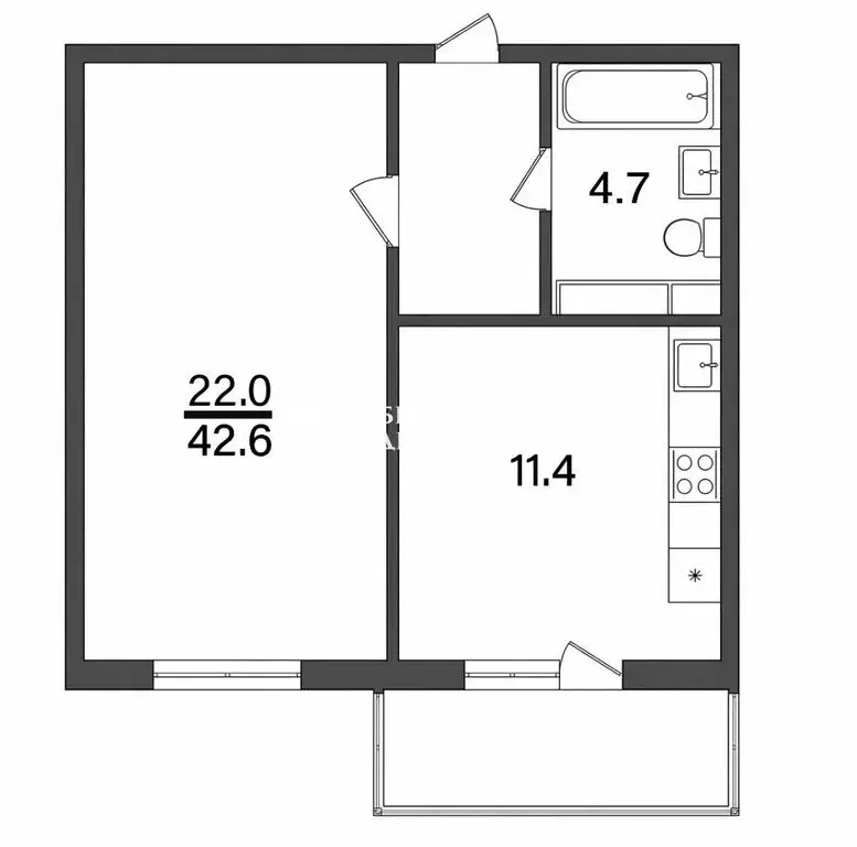1-комнатная квартира: Москва, Долгопрудная аллея, 15к2 (42.6 м) - Фото 2