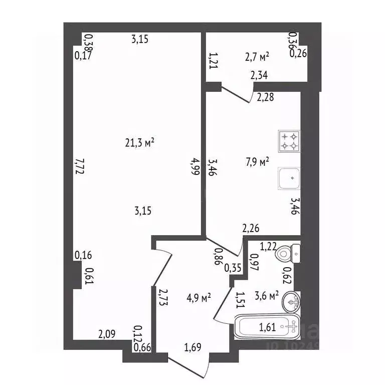 1-к кв. Башкортостан, Уфа ул. Шмидта, 45 (39.1 м) - Фото 2