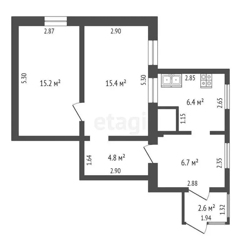 2-комнатная квартира: Крюковка, улица Коновалова, 16 (48 м) - Фото 0