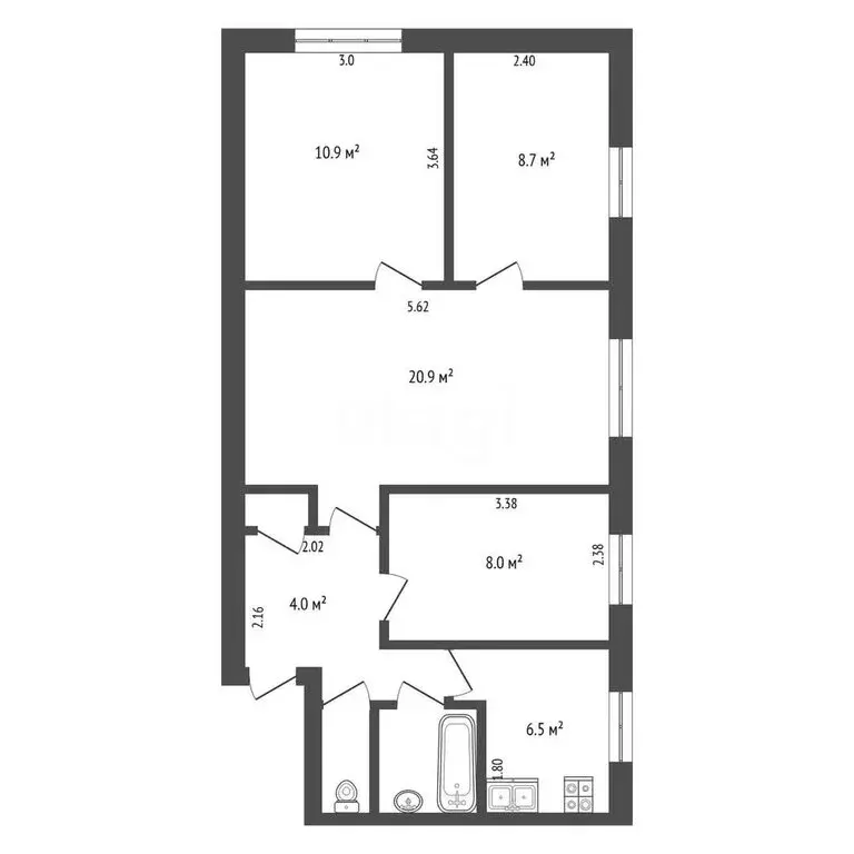 4-комнатная квартира: Стерлитамак, улица Худайбердина, 153 (62 м) - Фото 1
