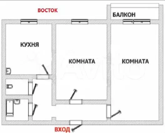 2-к. квартира, 53,6 м, 8/10 эт. - Фото 0