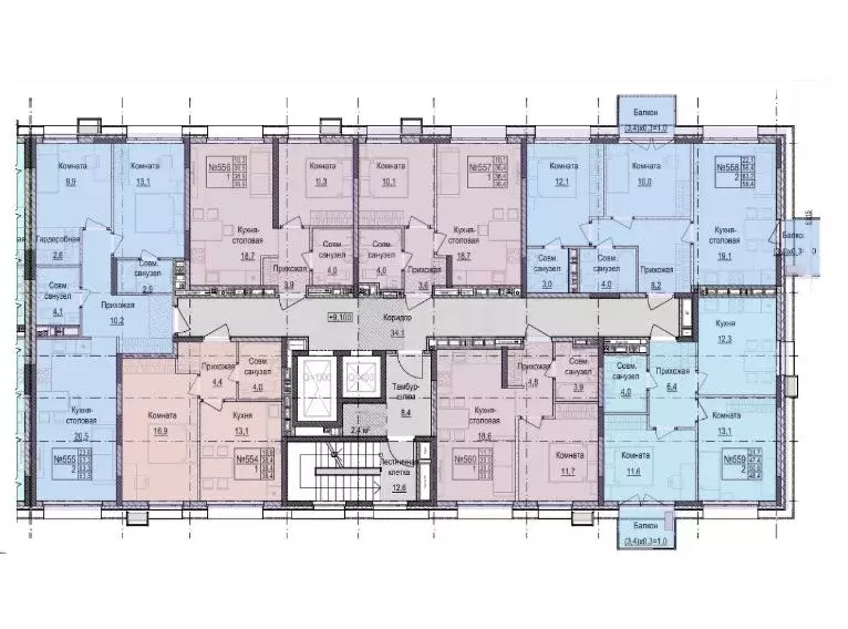 2-к кв. Татарстан, Казань Паркмаяк жилой комплекс (63.3 м) - Фото 2