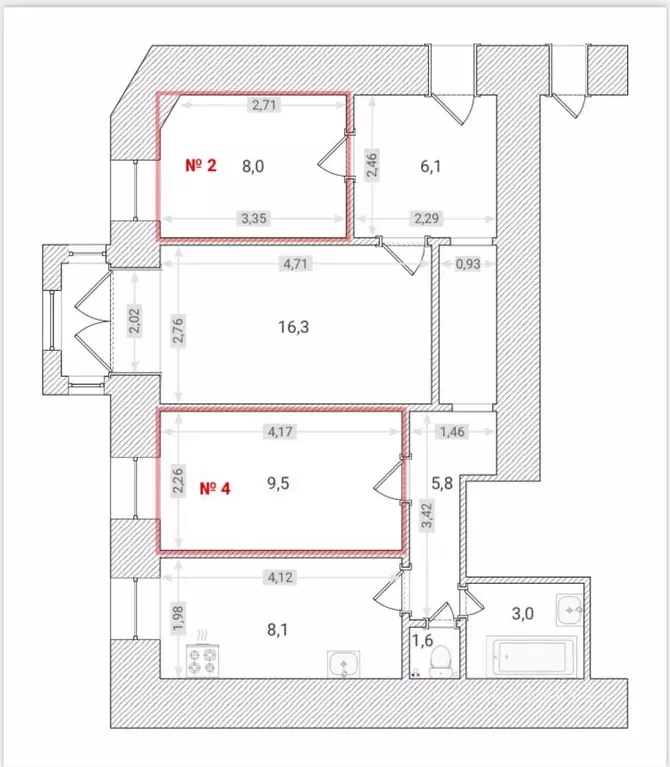 Комната Санкт-Петербург 8-я Советская ул., 47 (17.5 м) - Фото 0