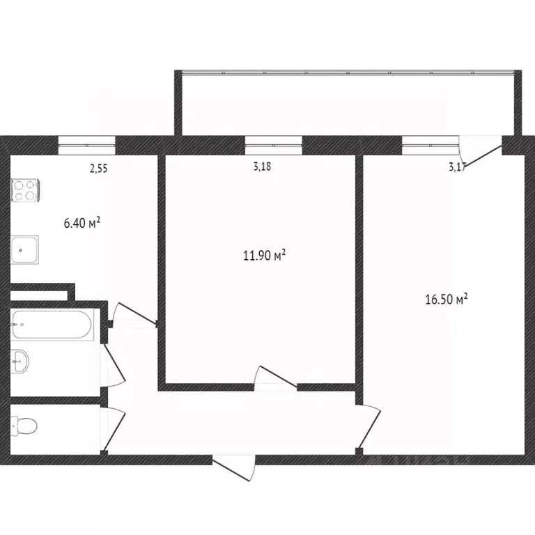 2-к кв. Белгородская область, Белгород ул. Королева, 18 (45.8 м) - Фото 1