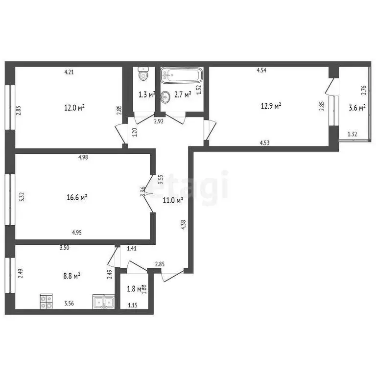 3-комнатная квартира: Стерлитамак, улица Артёма, 141 (67.1 м) - Фото 1