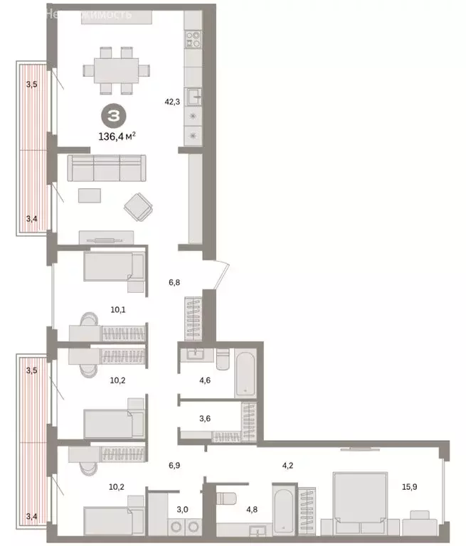 4-комнатная квартира: Екатеринбург, жилой район Сортировочный, ... - Фото 1