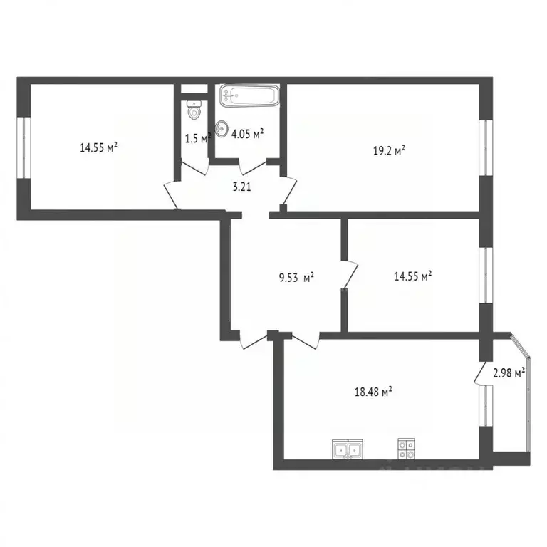 3-к кв. Тюменская область, Тюмень ул. Московский Тракт, 154 (85.1 м) - Фото 2
