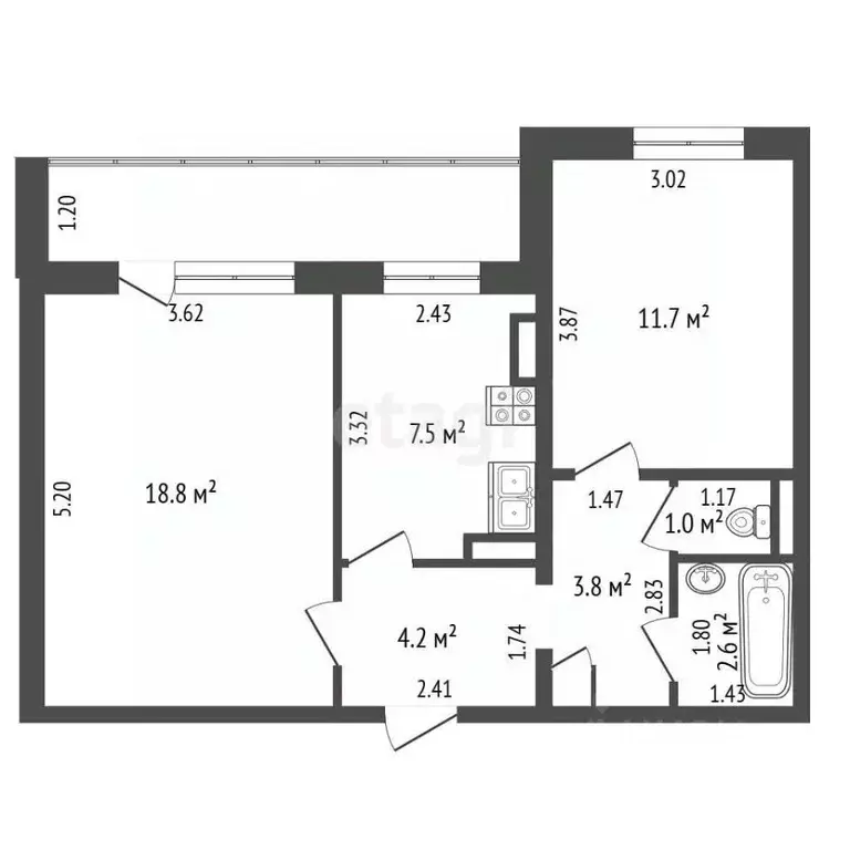 2-к кв. Самарская область, Похвистнево ул. Бережкова, 45 (50.0 м) - Фото 2