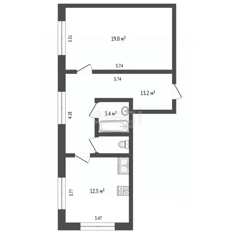 1-к кв. Архангельская область, Архангельск ул. В.И. Воронина, 28к5 ... - Фото 2