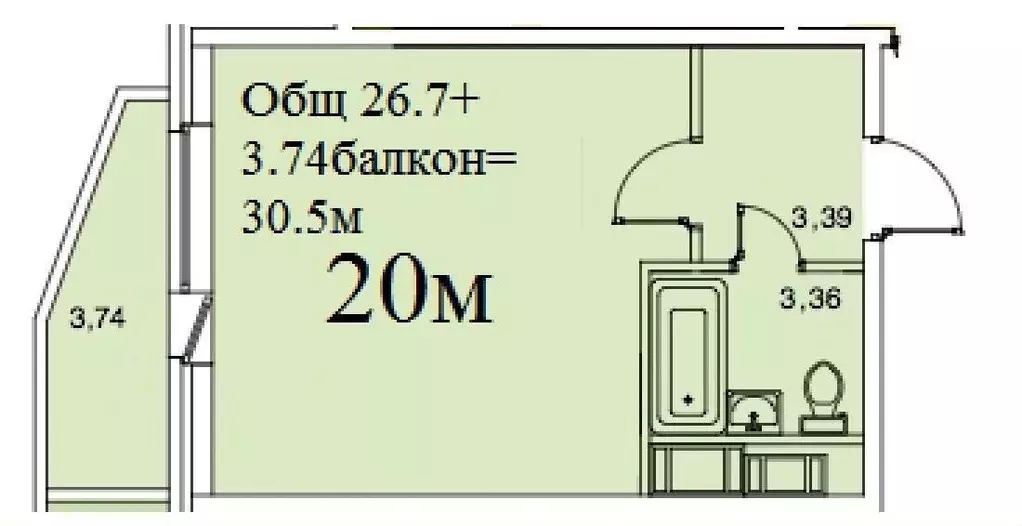 1-к кв. Санкт-Петербург пос. Парголово, Заречная ул., 13к2 (26.0 м) - Фото 1