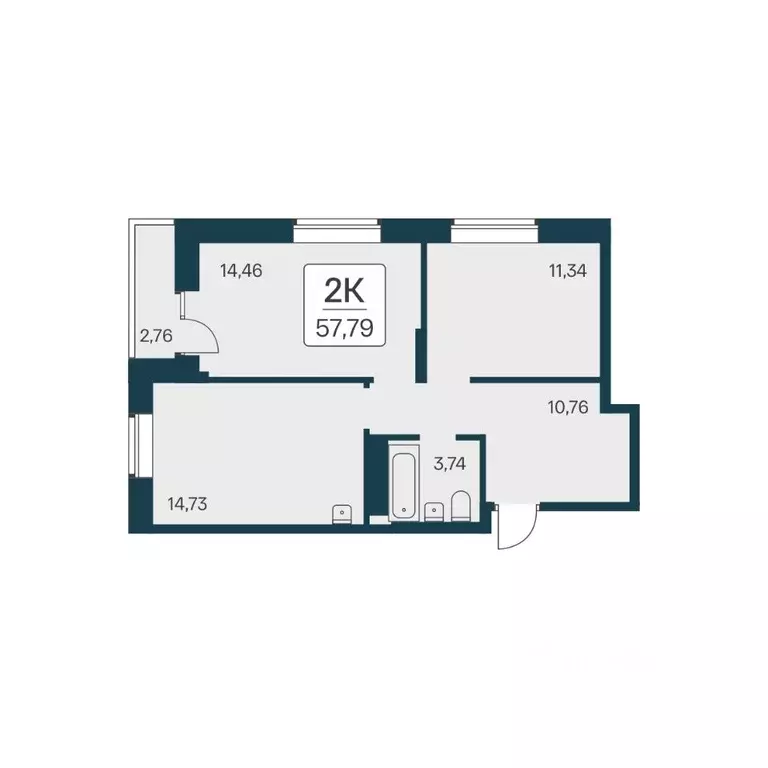 2-к кв. Новосибирская область, Новосибирск Игарская ул., 19/4 (57.79 ... - Фото 1