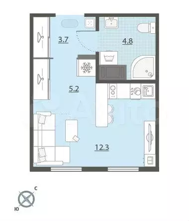 Квартира-студия, 26 м, 10/24 эт. - Фото 0
