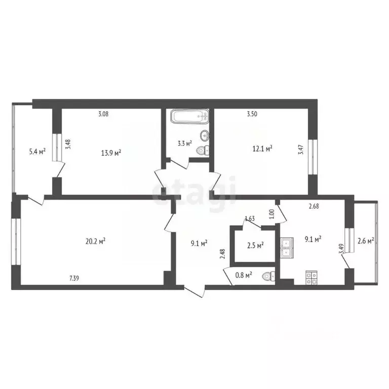 3-к кв. Крым, Черноморское пгт ул. Димитрова, 15 (73.0 м) - Фото 2