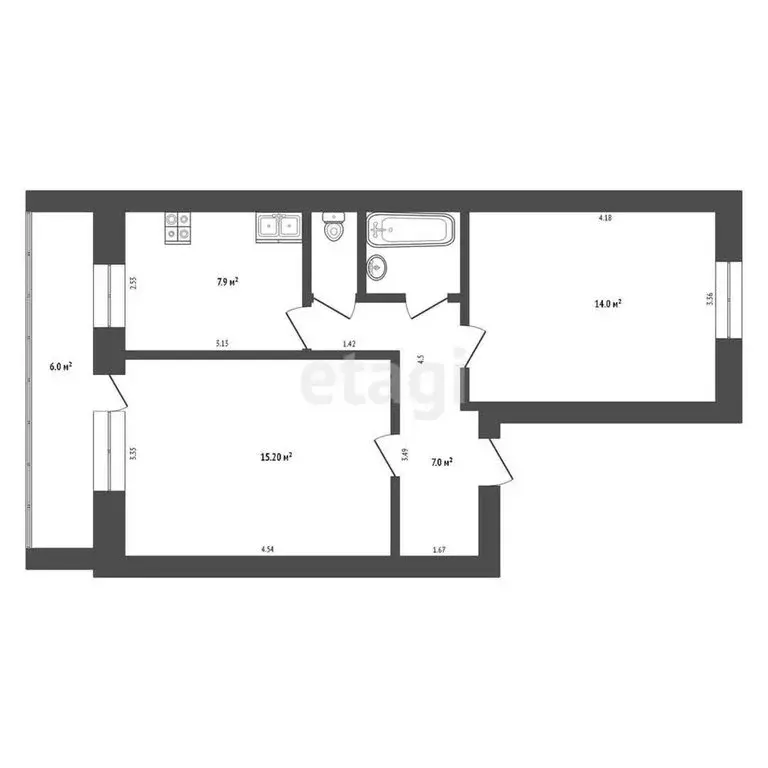 2-комнатная квартира: Ишим, улица Калинина, 116 (45.3 м) - Фото 0